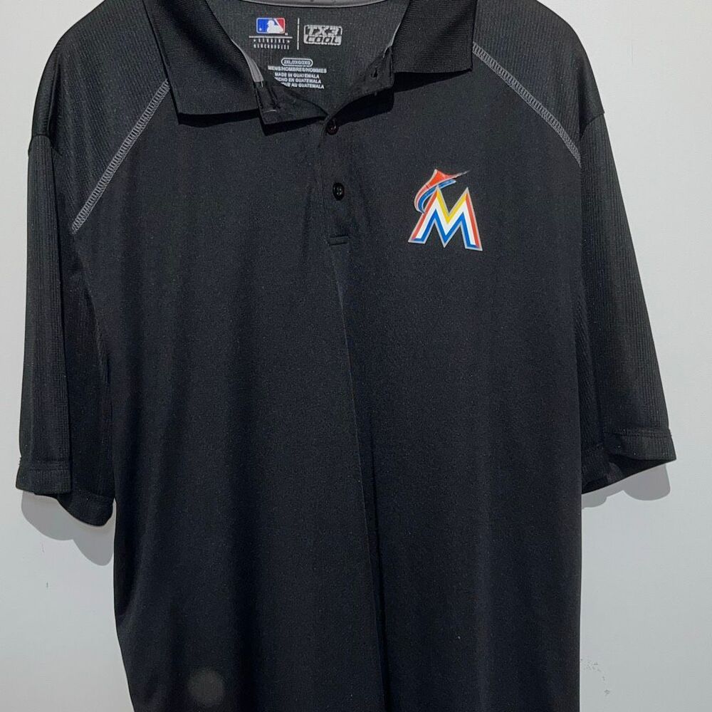 Genuine Merchandise Men's Black Miami‎ Marlins TX3 Cool Polo Shirt Size 2XL